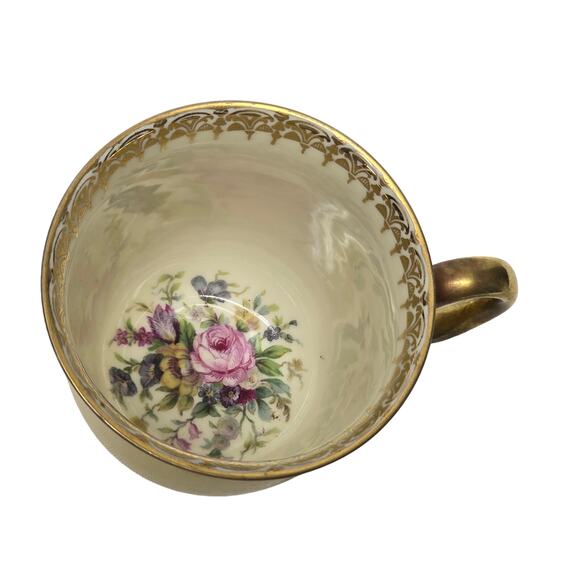 Vintage Continental Bavaria 18 Ivory Gold Trim Floral Pattern Demitasse Tea Cup - Picture 1 of 9